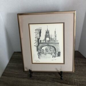 Vtg UK Brian Lewis Pencil Art Framed
